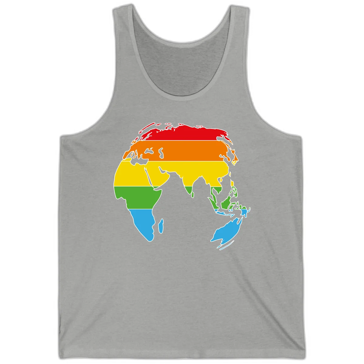 Map of Asia divided into five colored climate zones: red, orange, yellow, green, and blue bands representing different temperature and precipitation regions. in Athletic Heather