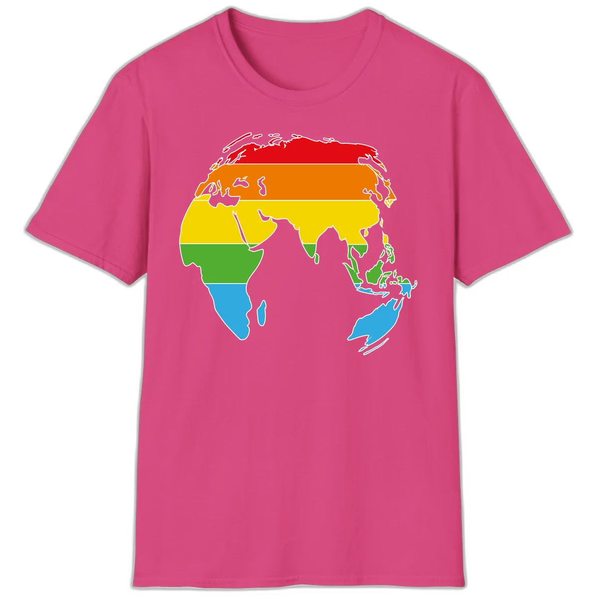 Map of Asia divided into five colored climate zones: red, orange, yellow, green, and blue bands representing different temperature and precipitation regions. in Heliconia