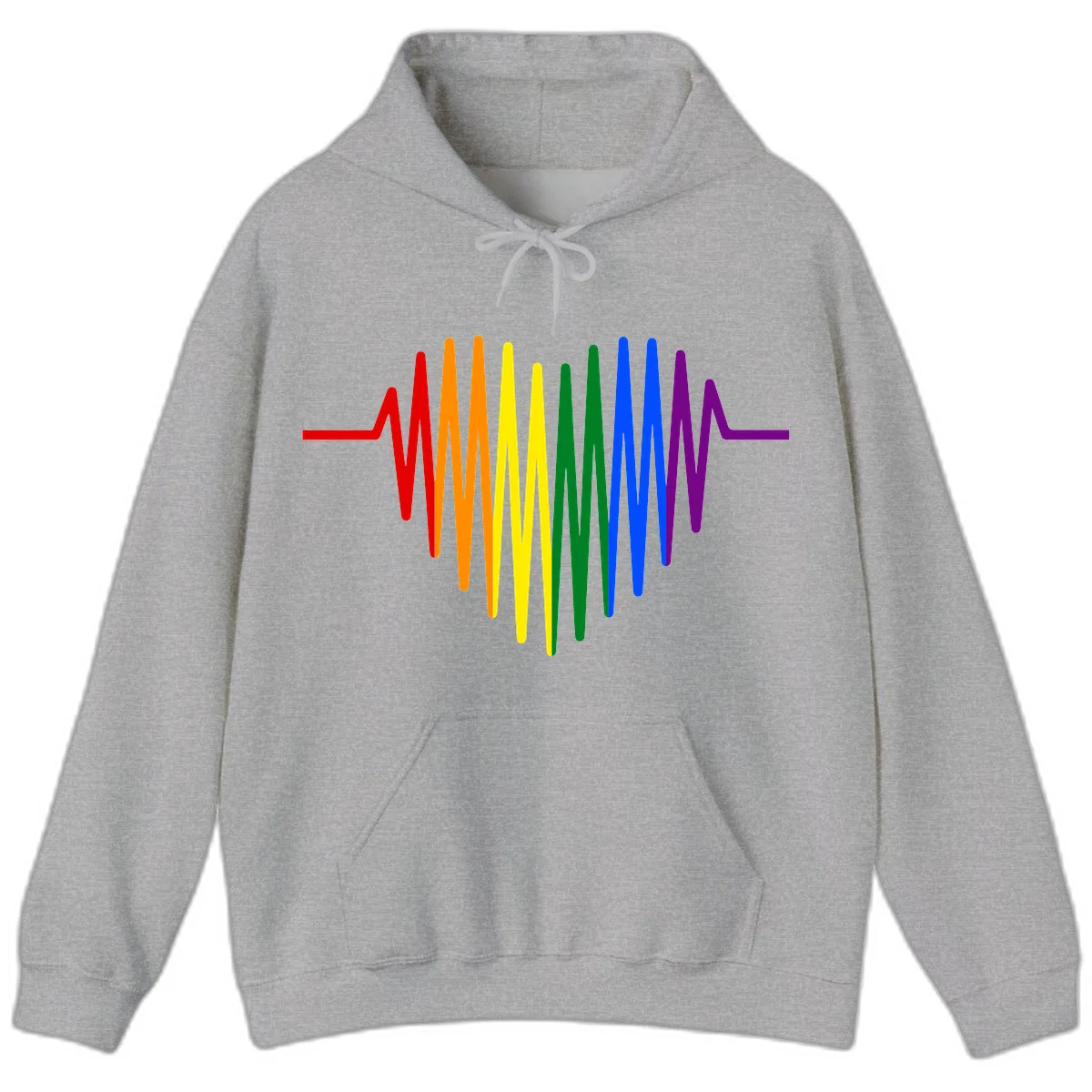 Rainbow sound wave design with spectrum colors flowing in an audio waveform pattern in Sport Grey