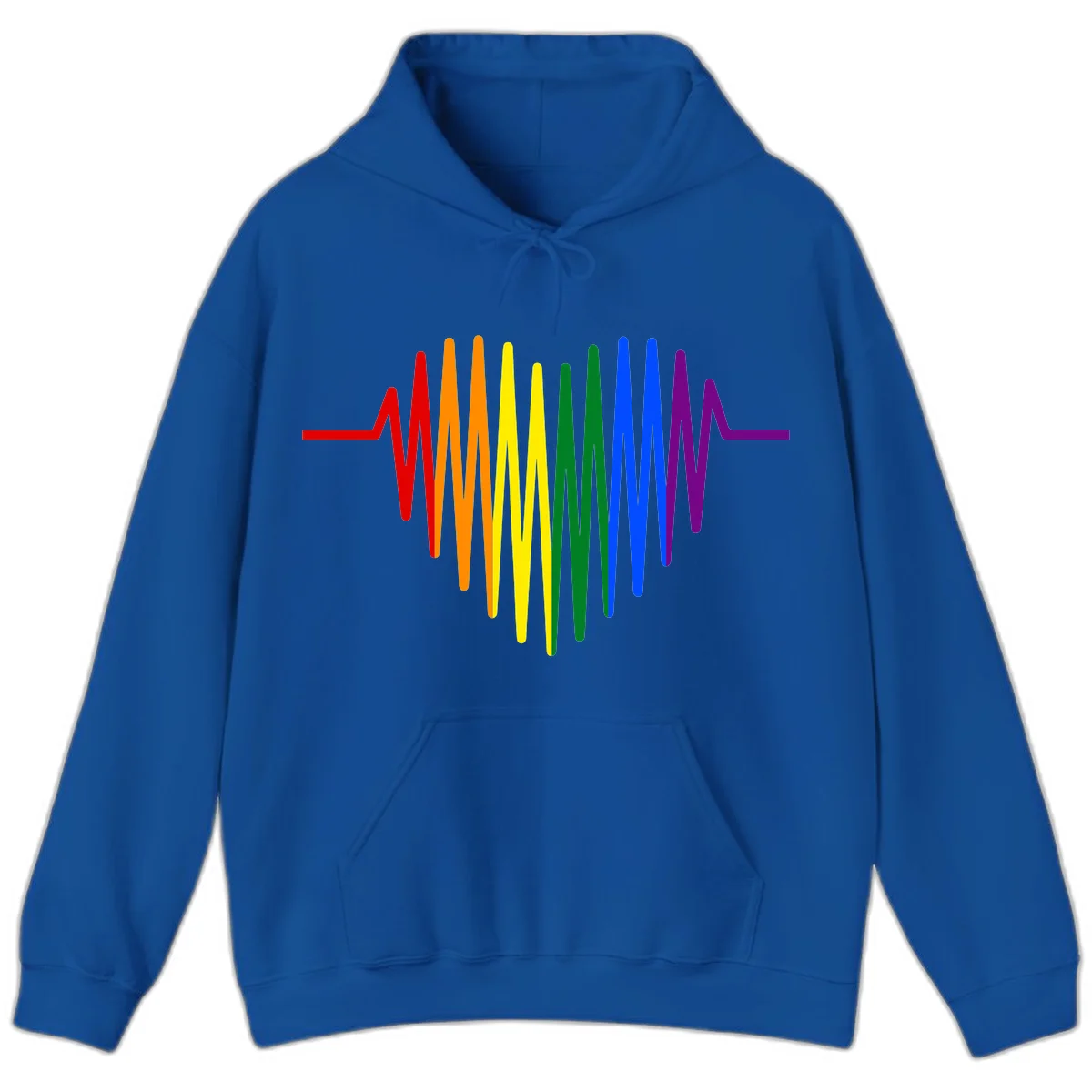 Rainbow sound wave design with spectrum colors flowing in an audio waveform pattern in Royal