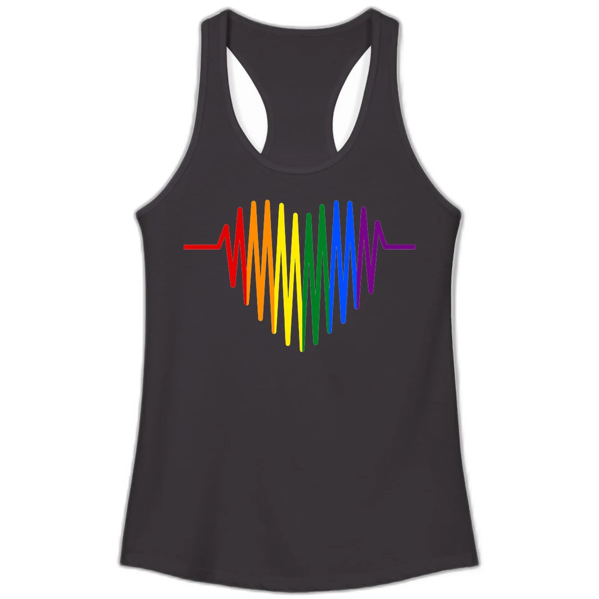 Rainbow sound wave design with spectrum colors flowing in an audio waveform pattern in Black