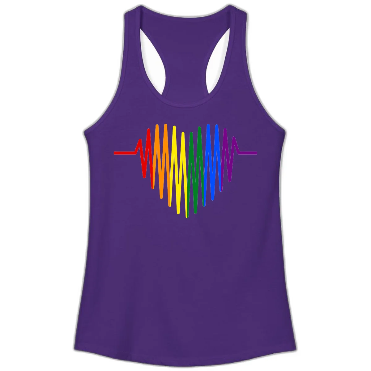 Rainbow sound wave design with spectrum colors flowing in an audio waveform pattern in Solid Purple Rush