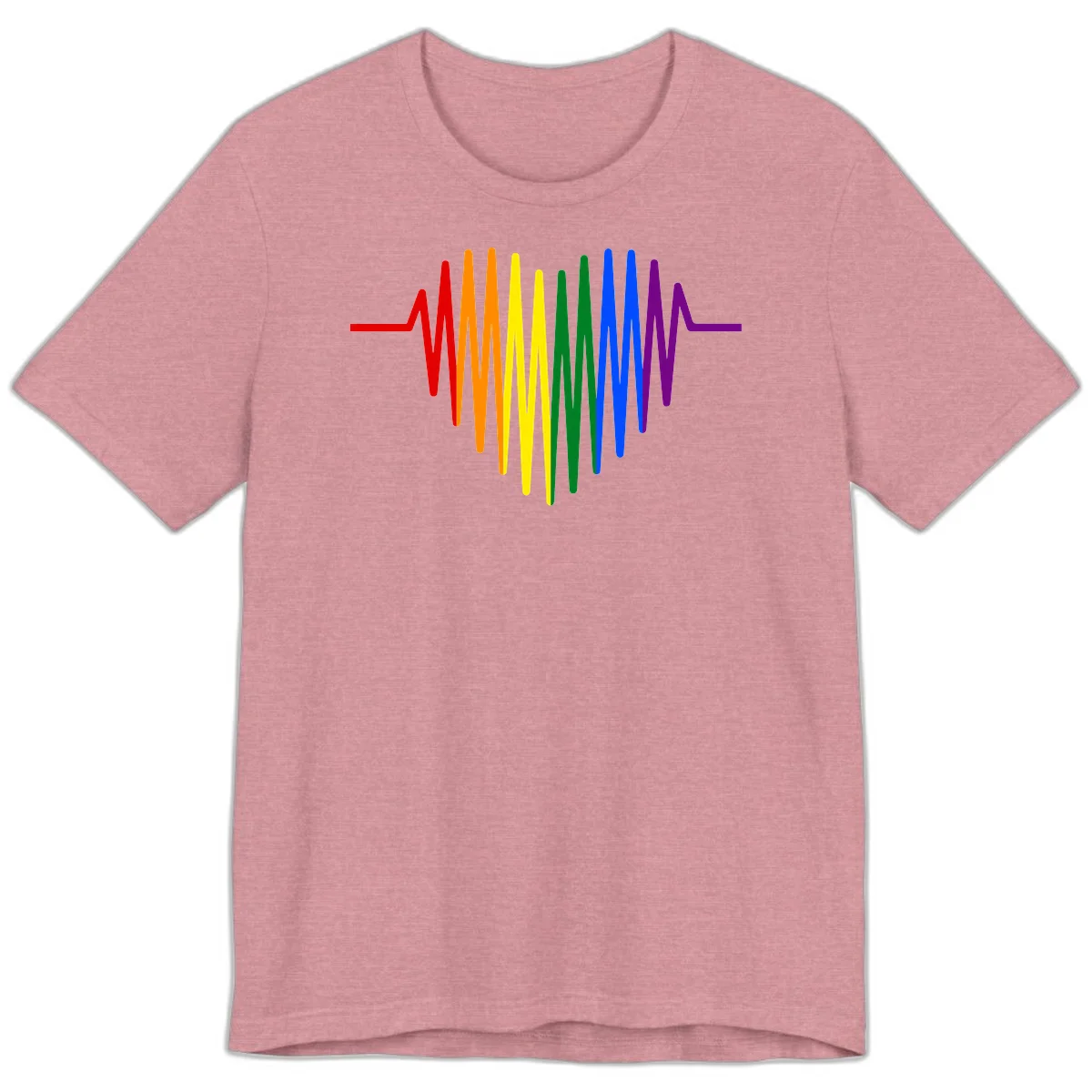 Rainbow sound wave design with spectrum colors flowing in an audio waveform pattern in Heather Orchid