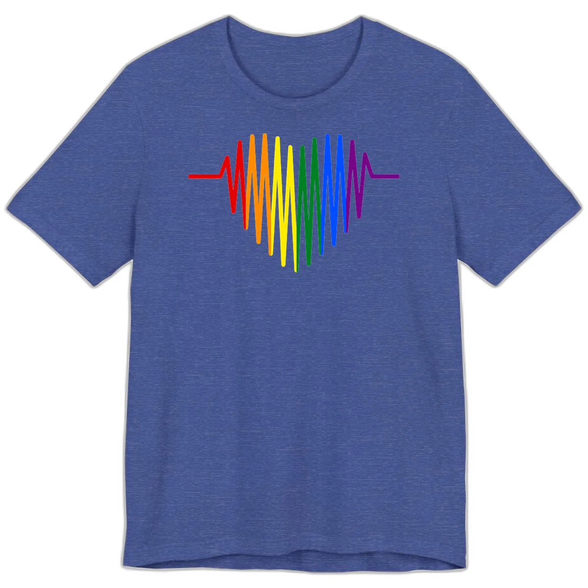 Rainbow sound wave design with spectrum colors flowing in an audio waveform pattern in Heather True Royal