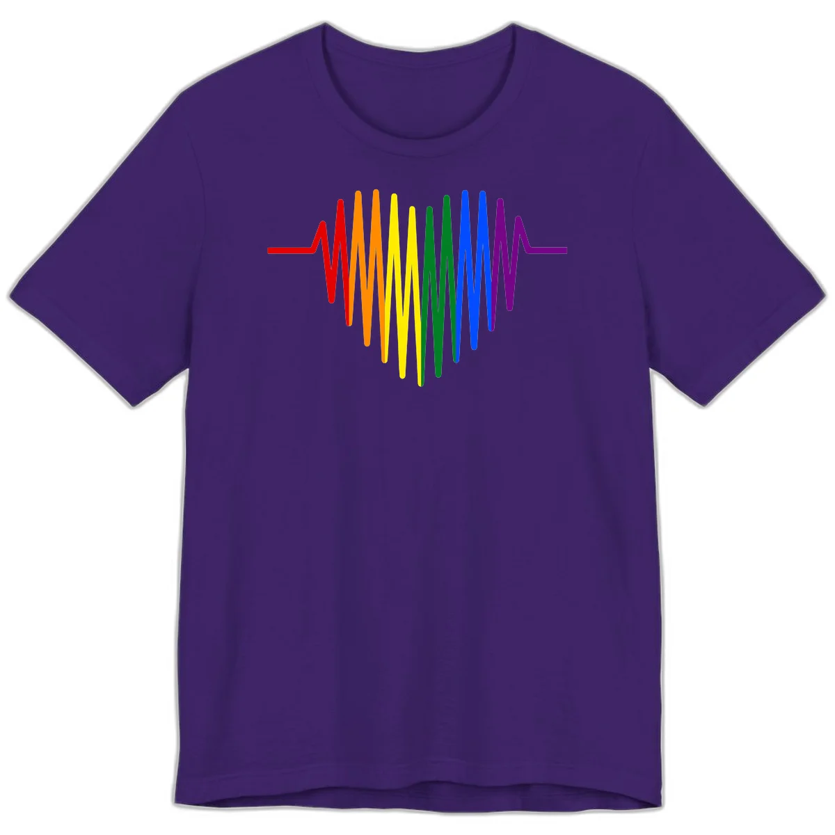 Rainbow sound wave design with spectrum colors flowing in an audio waveform pattern in Team Purple