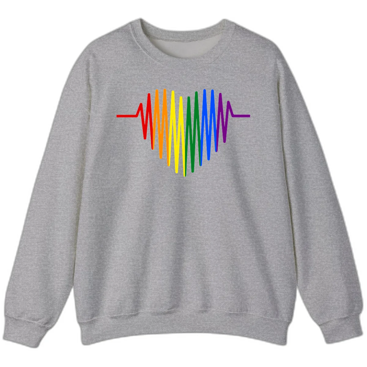 Rainbow sound wave design with spectrum colors flowing in an audio waveform pattern in Sport Grey