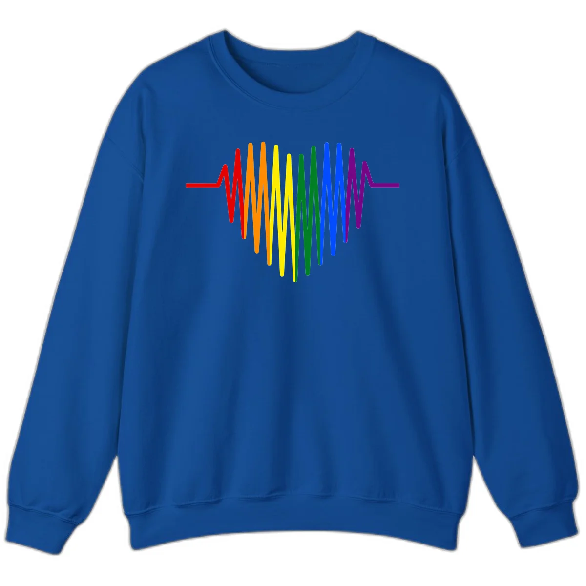 Rainbow sound wave design with spectrum colors flowing in an audio waveform pattern in Royal