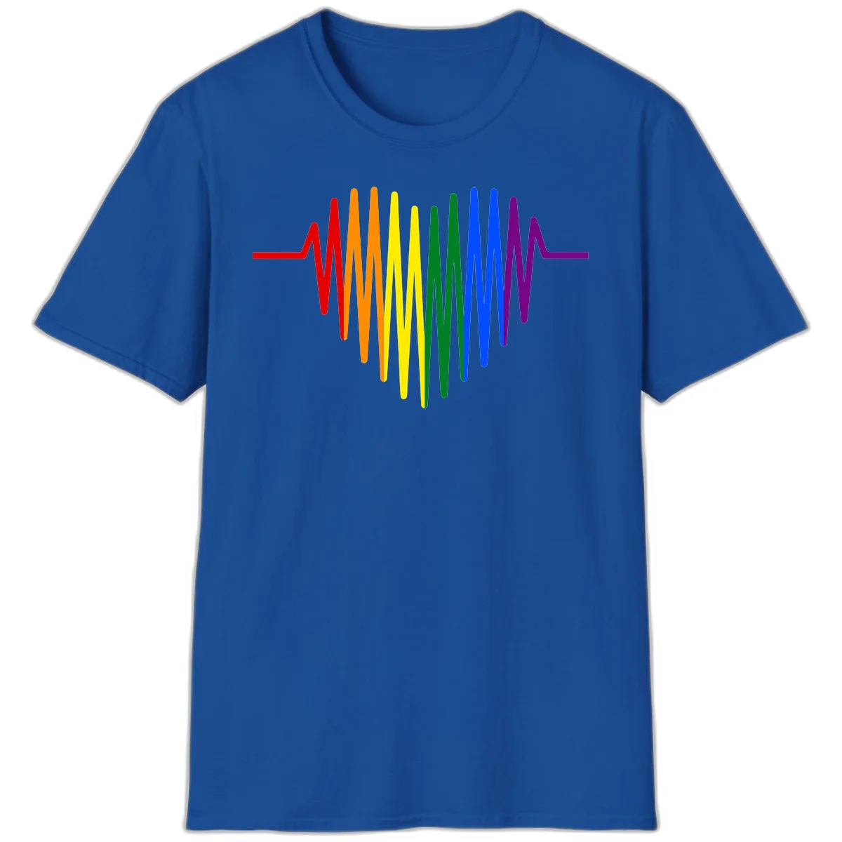 Rainbow sound wave design with spectrum colors flowing in an audio waveform pattern in Royal