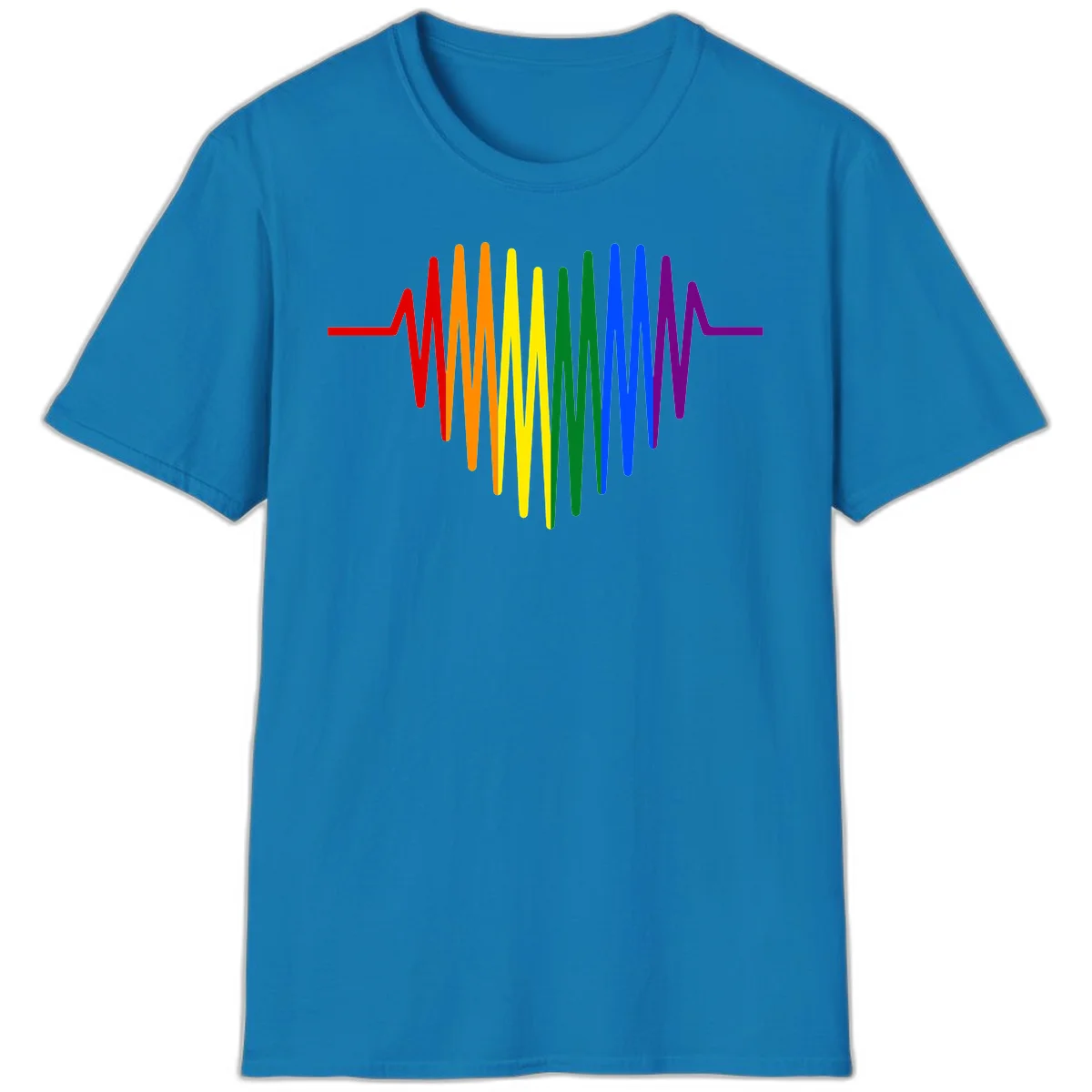 Rainbow sound wave design with spectrum colors flowing in an audio waveform pattern in Sapphire
