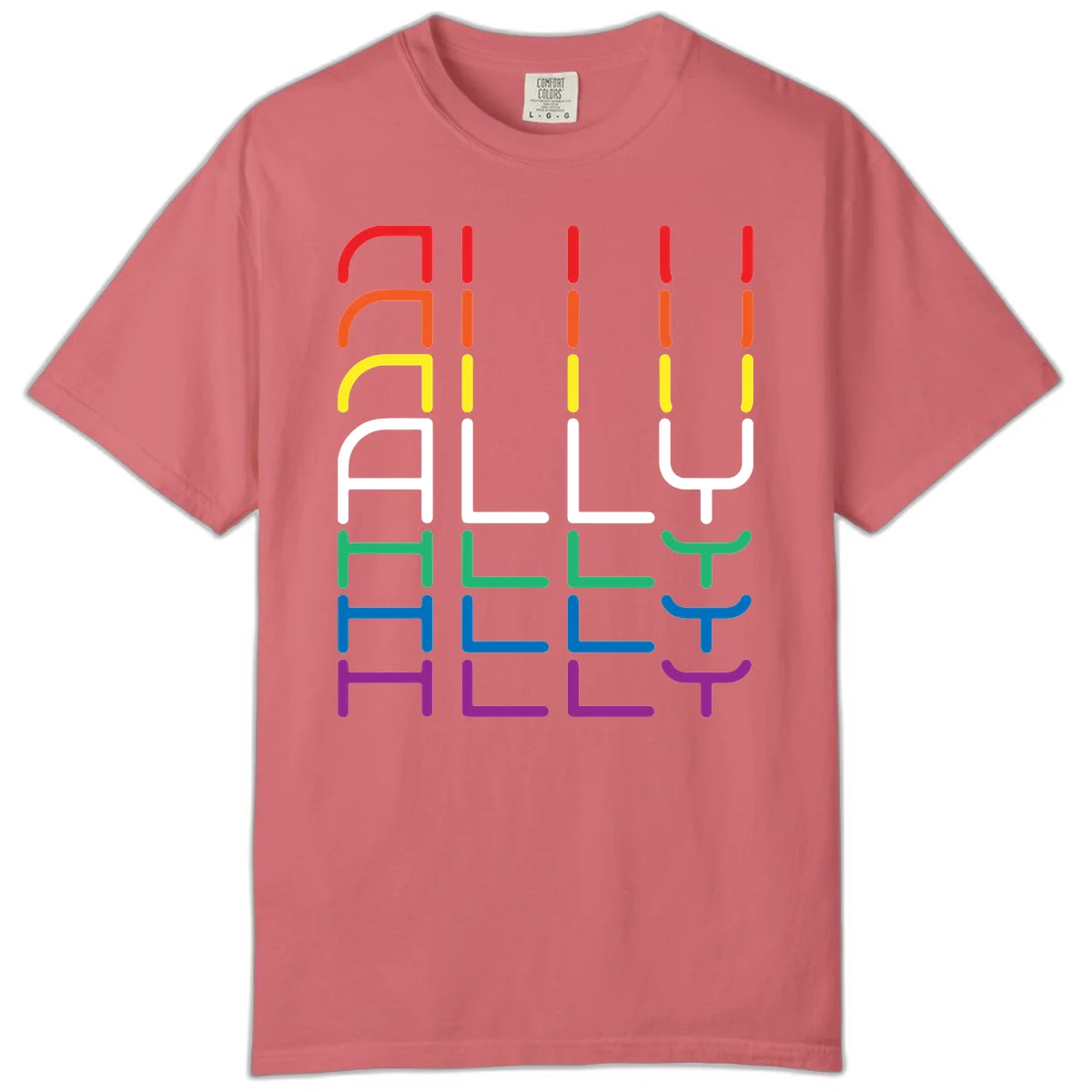 Rainbow pride seating chart design with colorful chair icons arranged in rows representing pride flag colors from red to purple in Watermelon