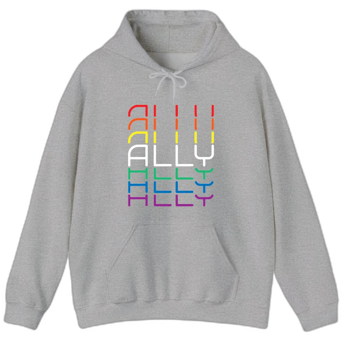 Rainbow pride seating chart design with colorful chair icons arranged in rows representing pride flag colors from red to purple in Sport Grey