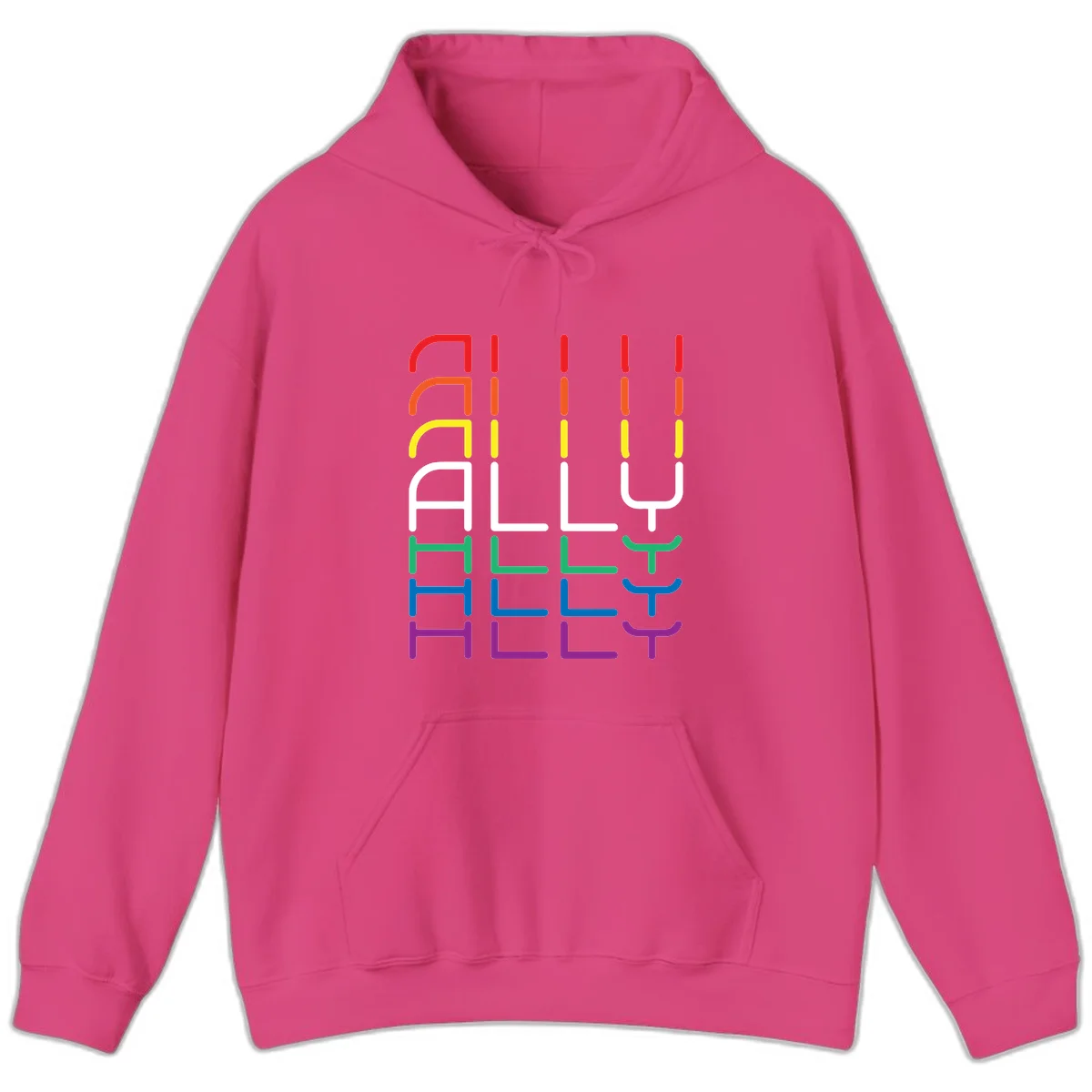 Rainbow pride seating chart design with colorful chair icons arranged in rows representing pride flag colors from red to purple in Heliconia