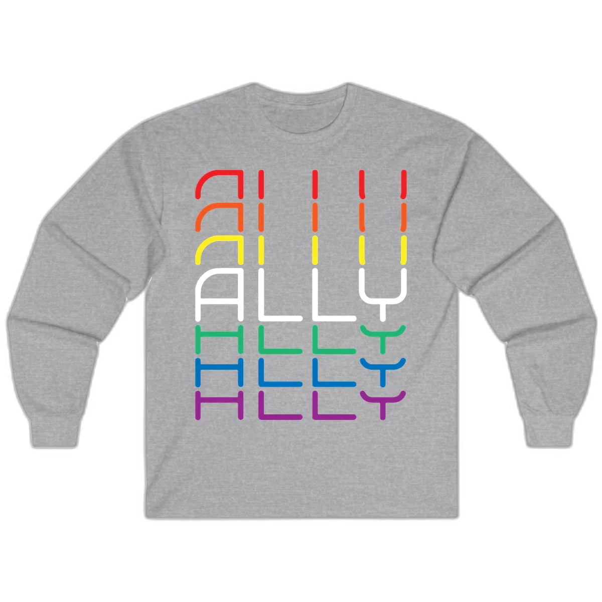 Rainbow pride seating chart design with colorful chair icons arranged in rows representing pride flag colors from red to purple in Sport Grey