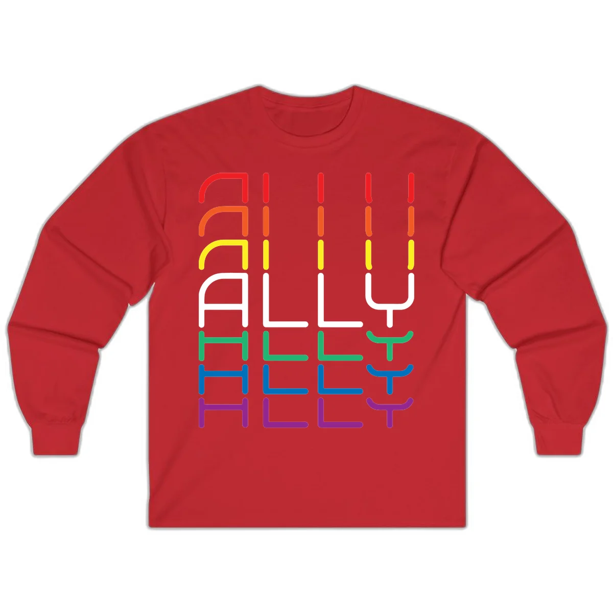 Rainbow pride seating chart design with colorful chair icons arranged in rows representing pride flag colors from red to purple in Red