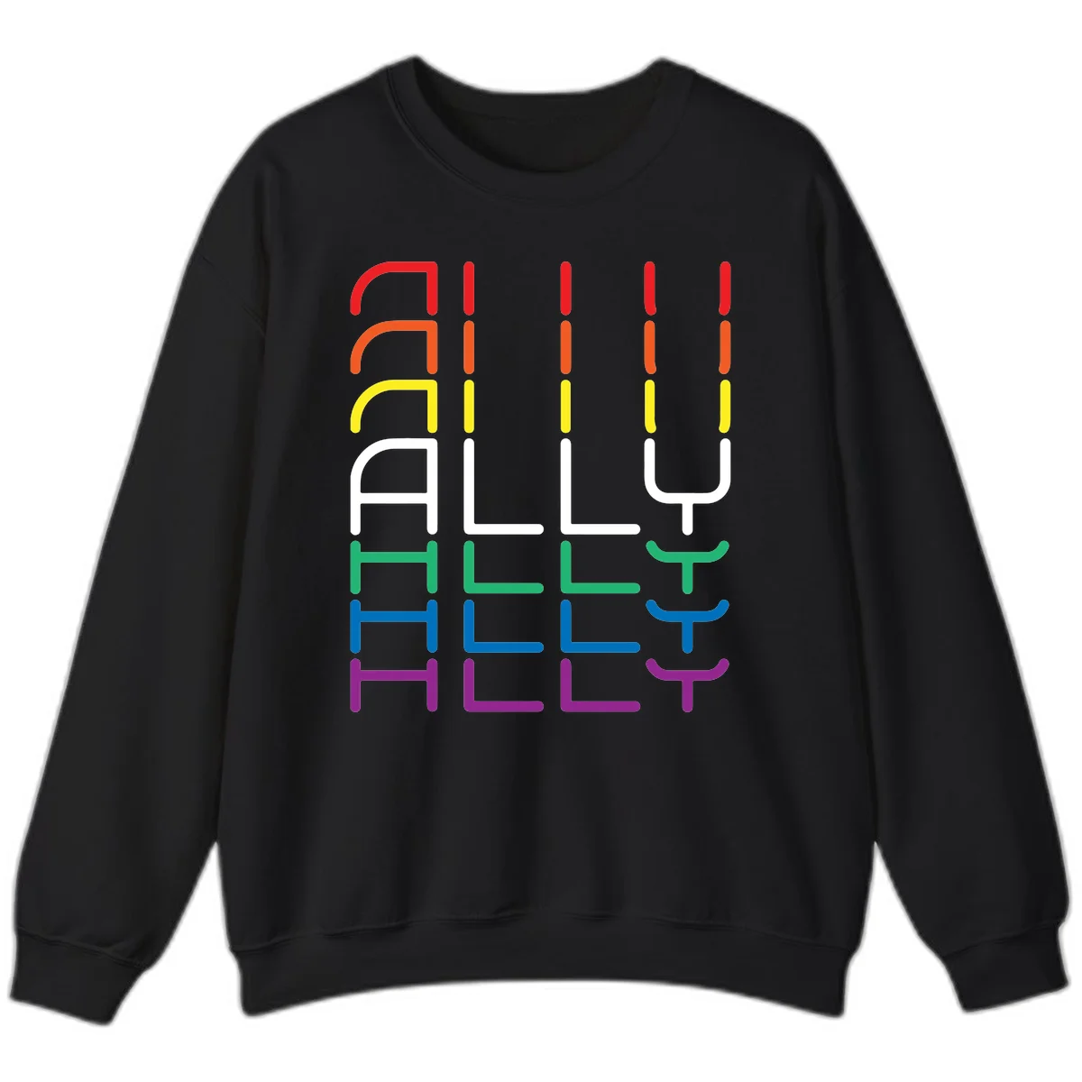 Rainbow pride seating chart design with colorful chair icons arranged in rows representing pride flag colors from red to purple in Black