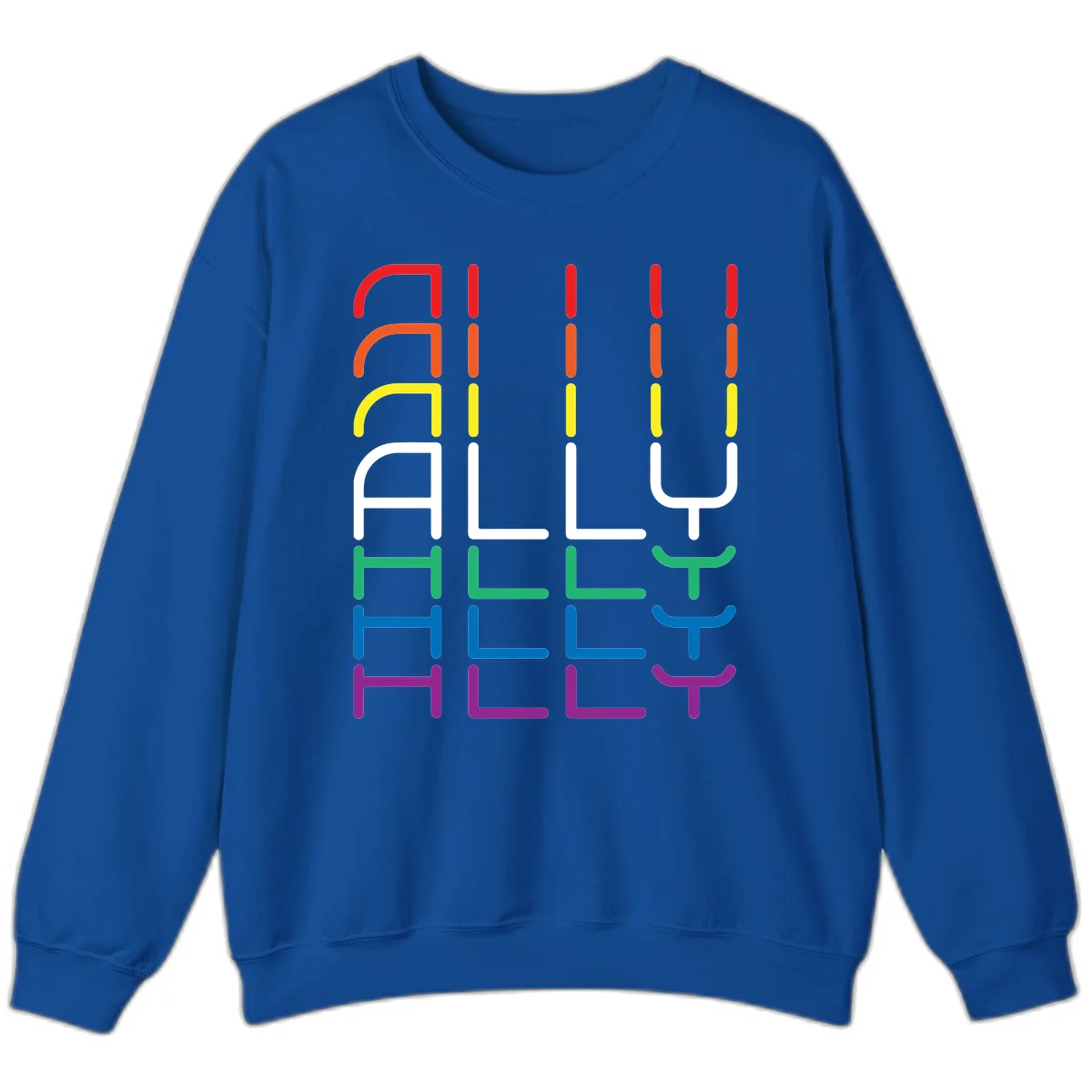 Rainbow pride seating chart design with colorful chair icons arranged in rows representing pride flag colors from red to purple in Royal