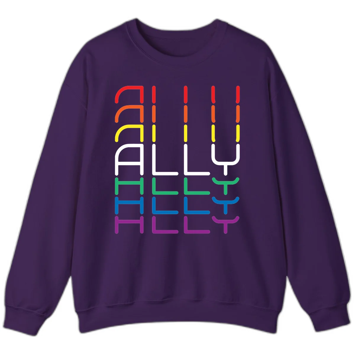 Rainbow pride seating chart design with colorful chair icons arranged in rows representing pride flag colors from red to purple in Purple