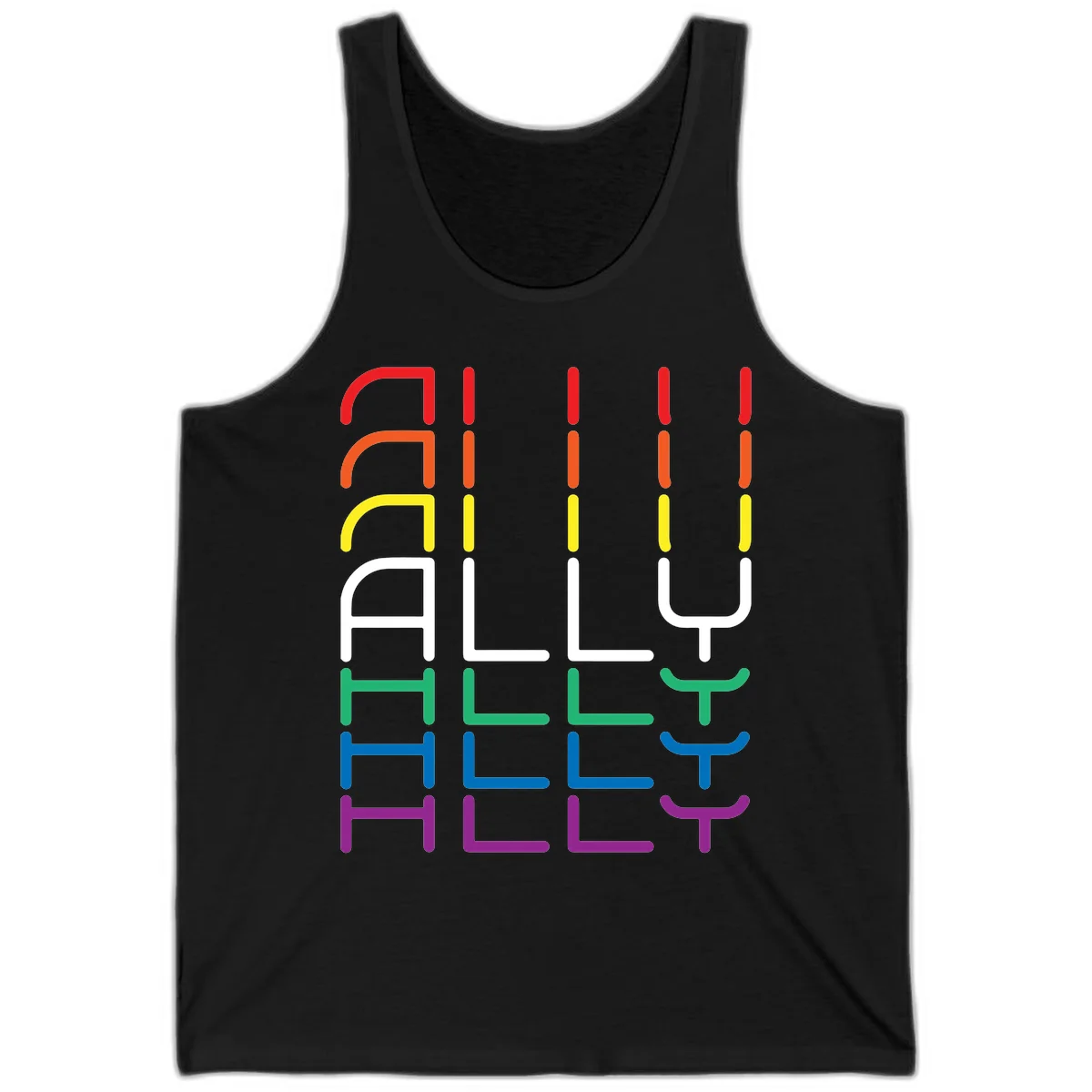 Rainbow pride seating chart design with colorful chair icons arranged in rows representing pride flag colors from red to purple in Black