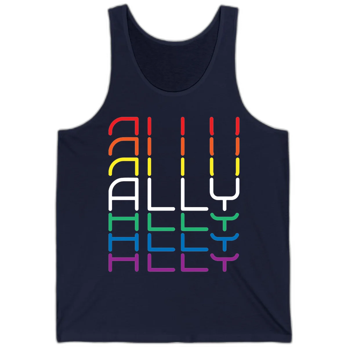 Rainbow pride seating chart design with colorful chair icons arranged in rows representing pride flag colors from red to purple in Navy