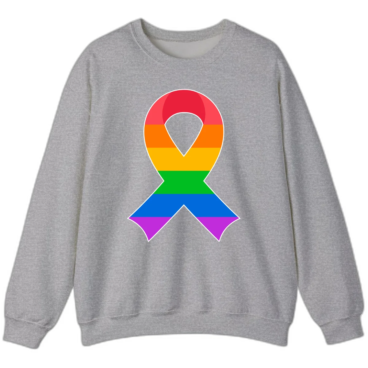 Rainbow pride awareness ribbon with horizontal stripes in red, orange, yellow, green, blue, and purple colors in Sport Grey