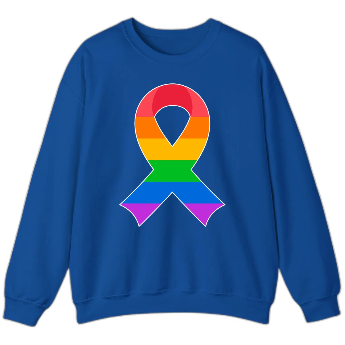 Rainbow pride awareness ribbon with horizontal stripes in red, orange, yellow, green, blue, and purple colors in Royal