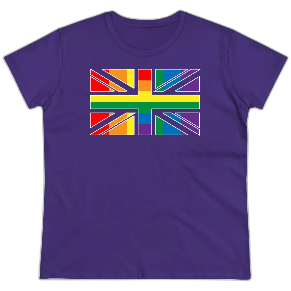 Pride geometric rainbow design with bold triangles and diagonal stripes in red, orange, yellow, green, blue, and purple in Purple