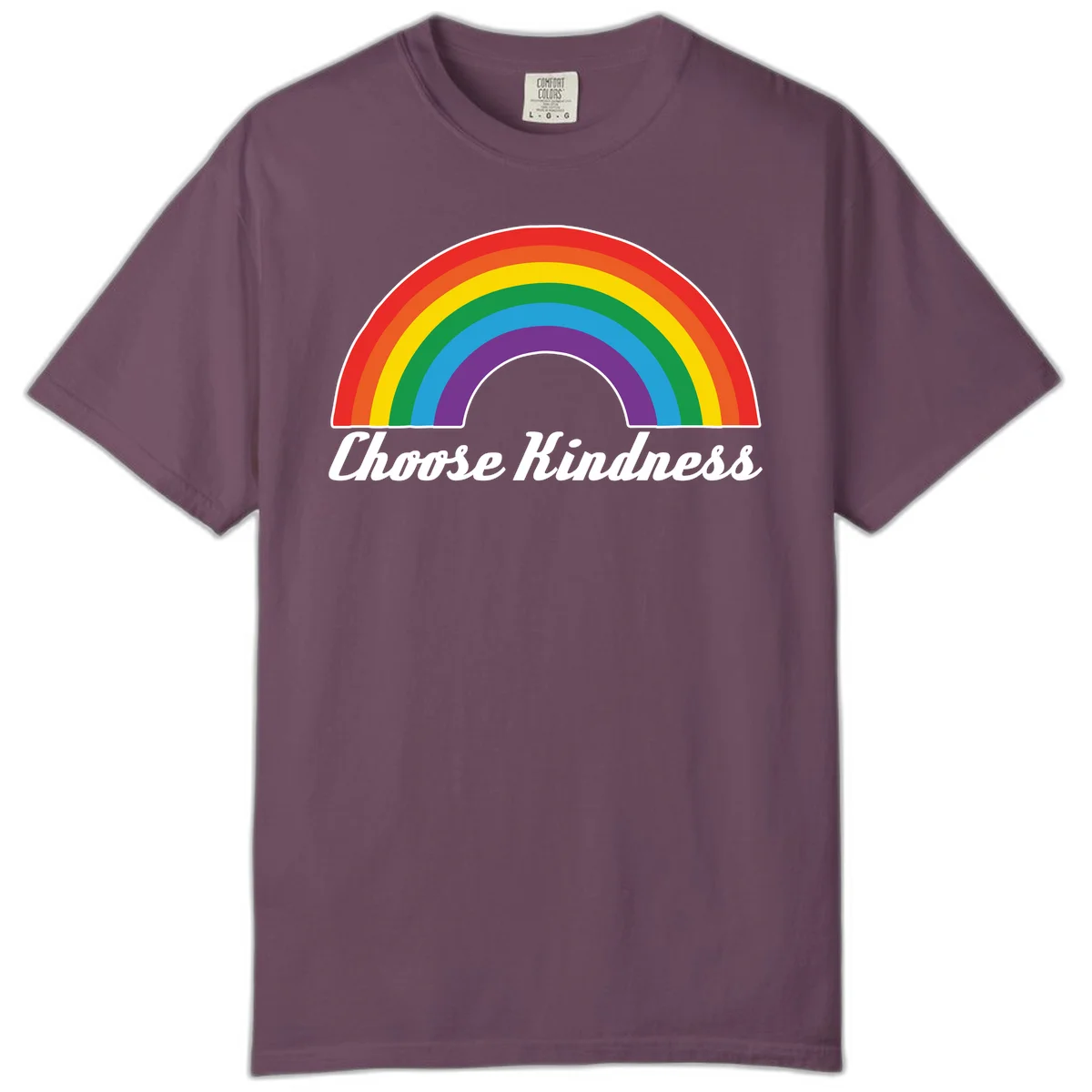 Colorful rainbow arc with 'Choose Kindness' text, promoting inclusivity and compassion in Berry