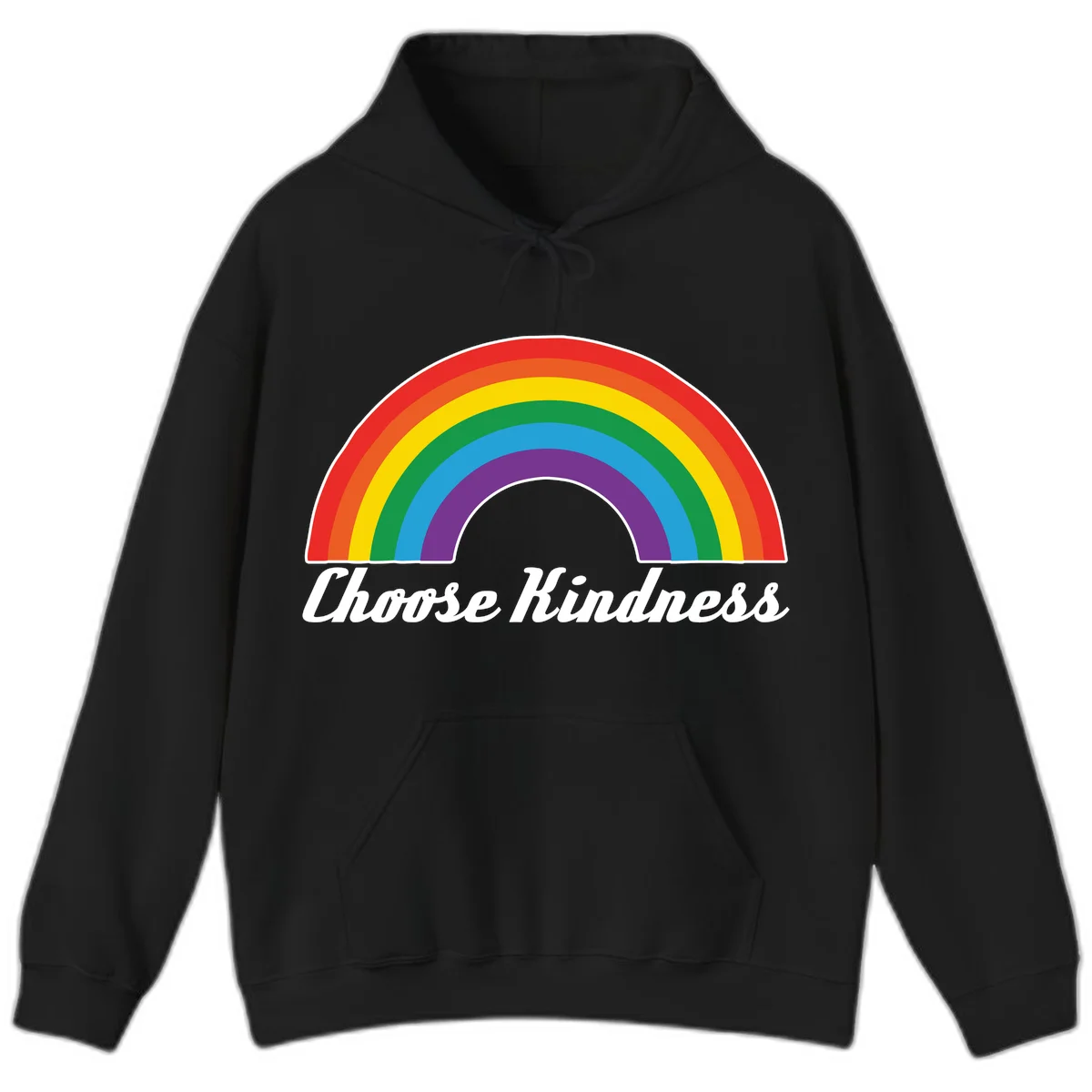 Colorful rainbow arc with 'Choose Kindness' text, promoting inclusivity and compassion in Black
