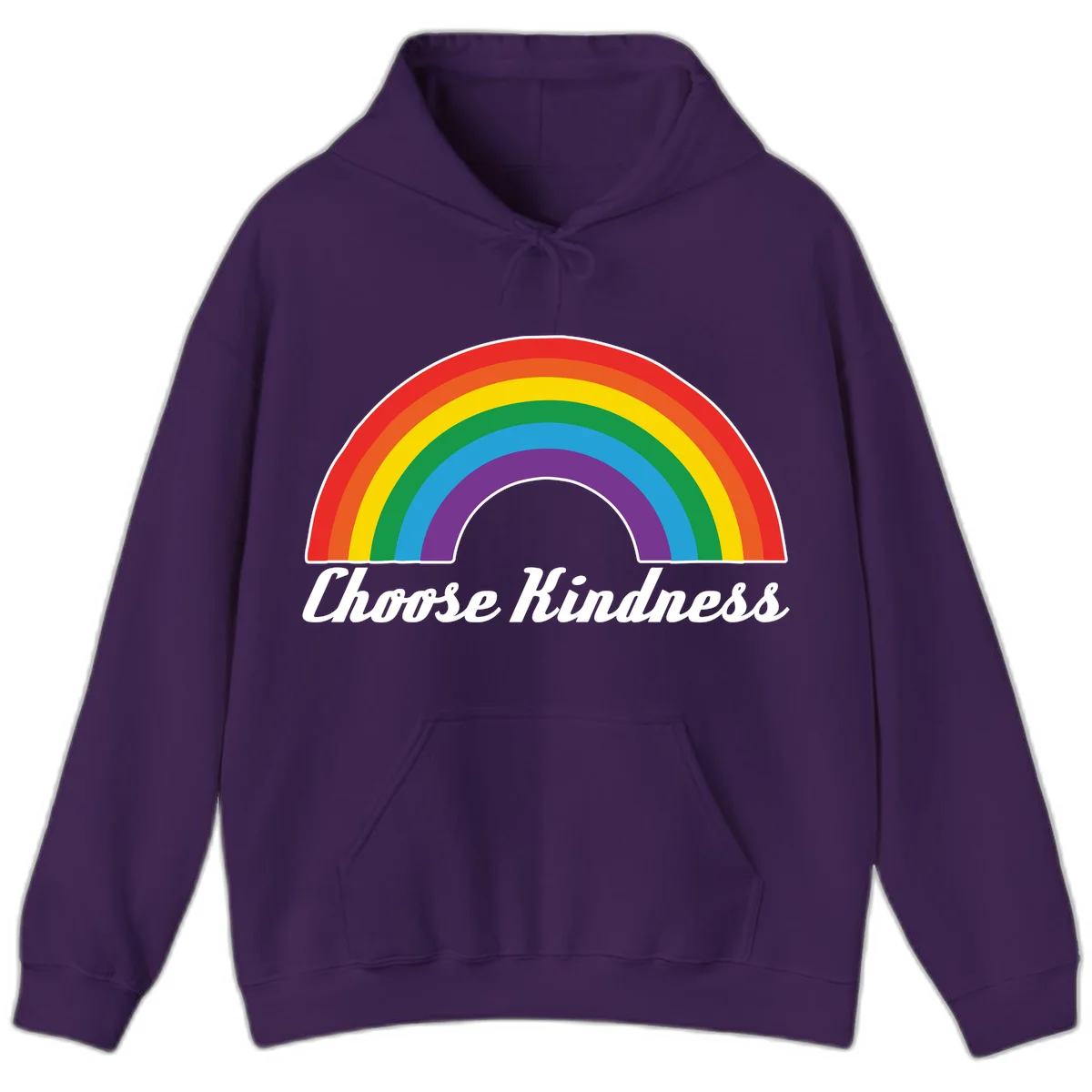 Colorful rainbow arc with 'Choose Kindness' text, promoting inclusivity and compassion in Purple