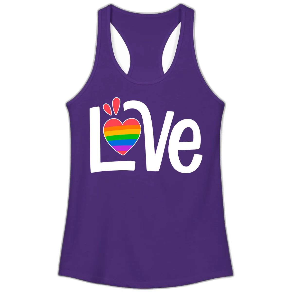 Love pride paw print design with rainbow-striped heart and white lettering on gray background in Solid Purple Rush