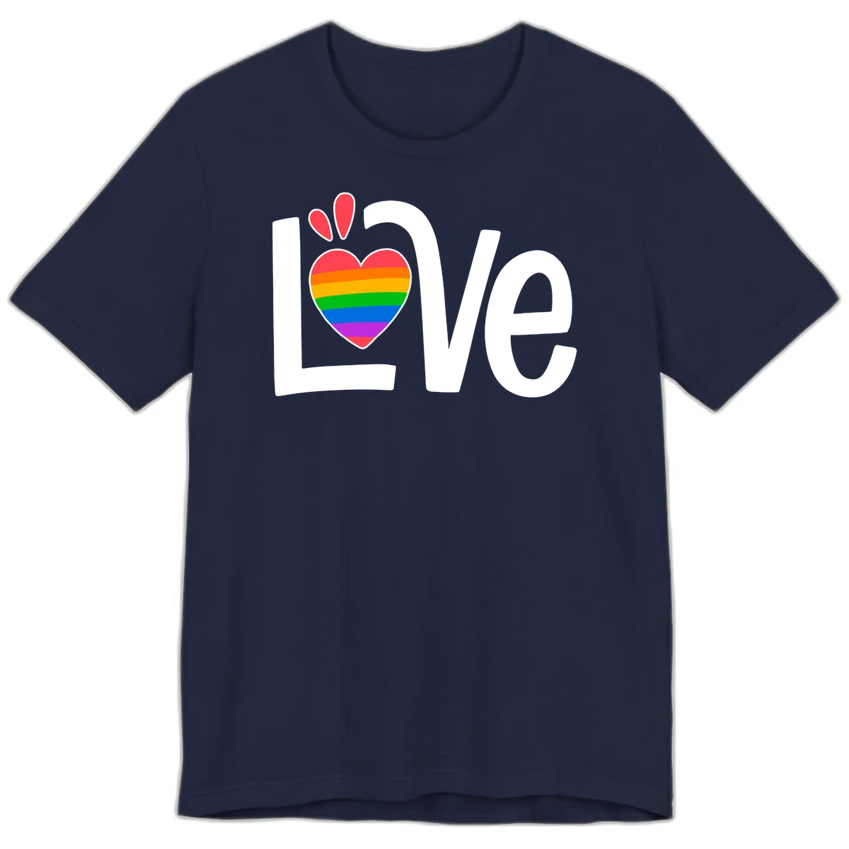Love pride paw print design with rainbow-striped heart and white lettering on gray background in Navy