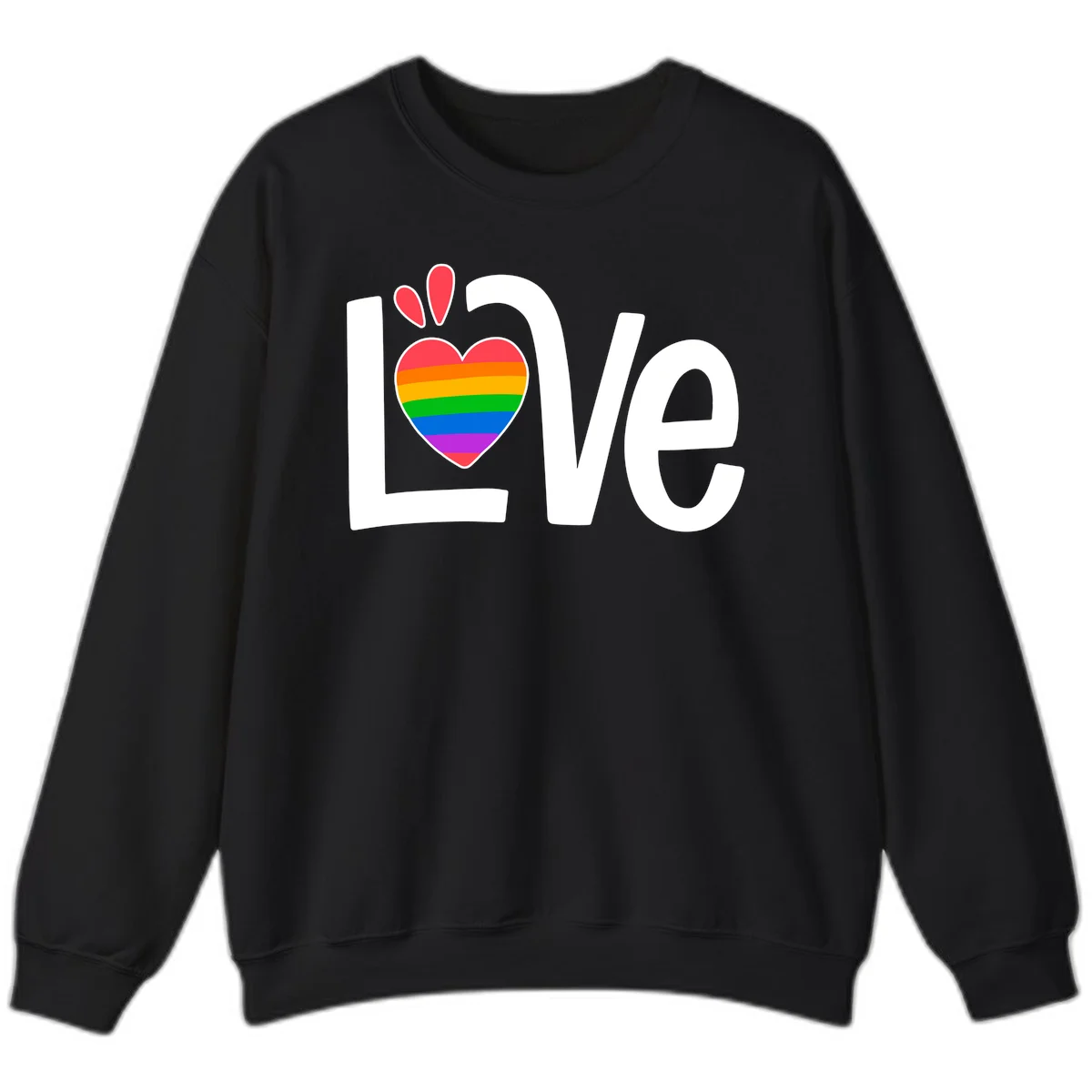 Love pride paw print design with rainbow-striped heart and white lettering on gray background in Black