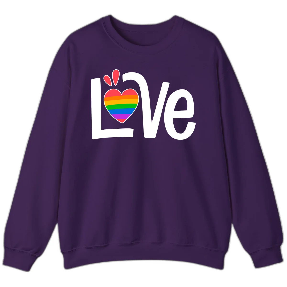 Love pride paw print design with rainbow-striped heart and white lettering on gray background in Purple