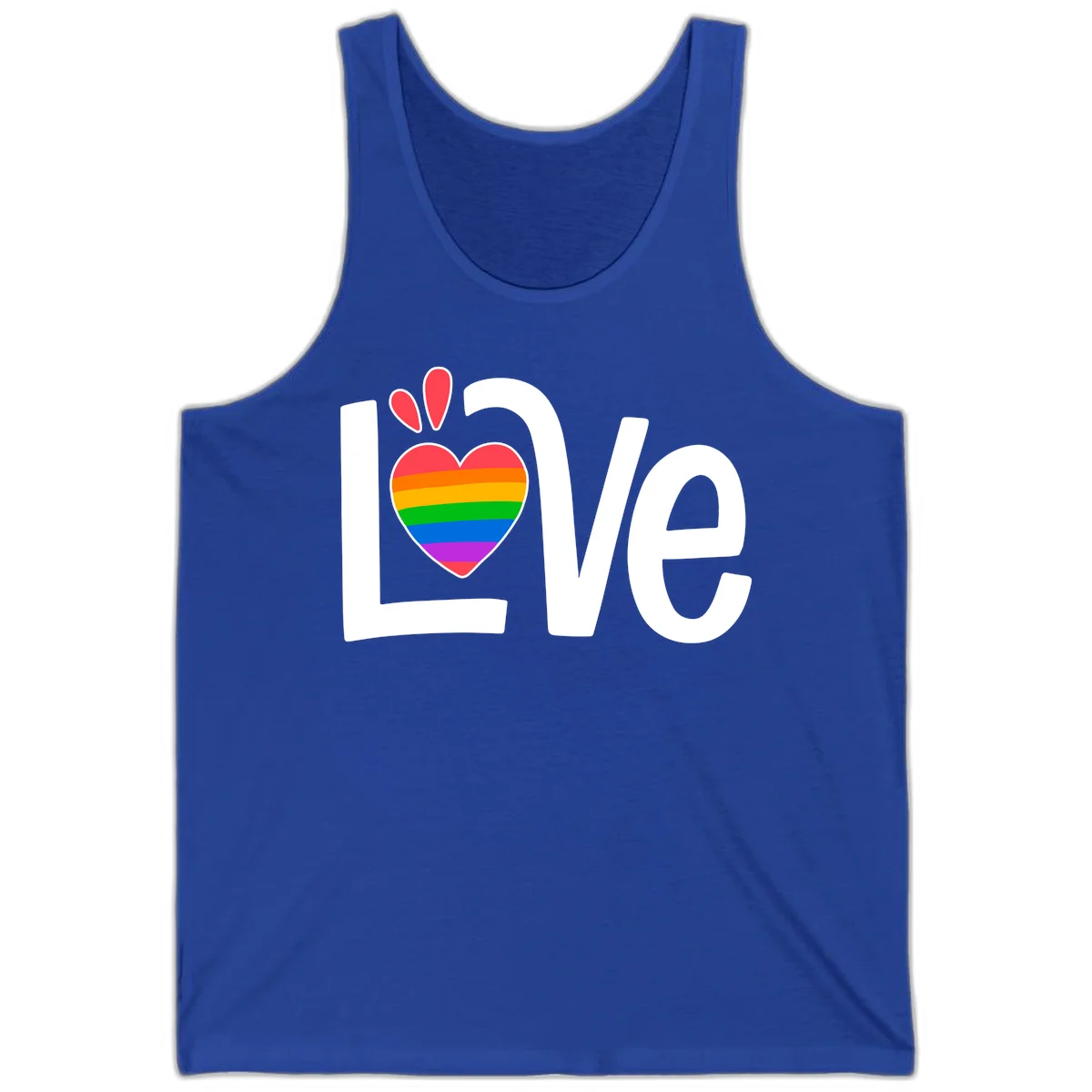 Love pride paw print design with rainbow-striped heart and white lettering on gray background in True Royal