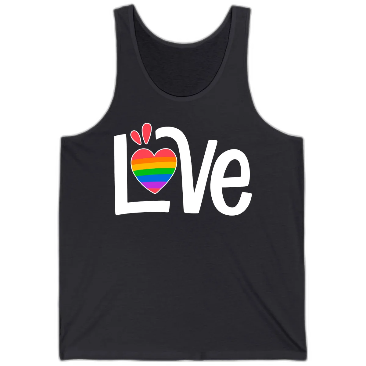 Love pride paw print design with rainbow-striped heart and white lettering on gray background in Dark Grey