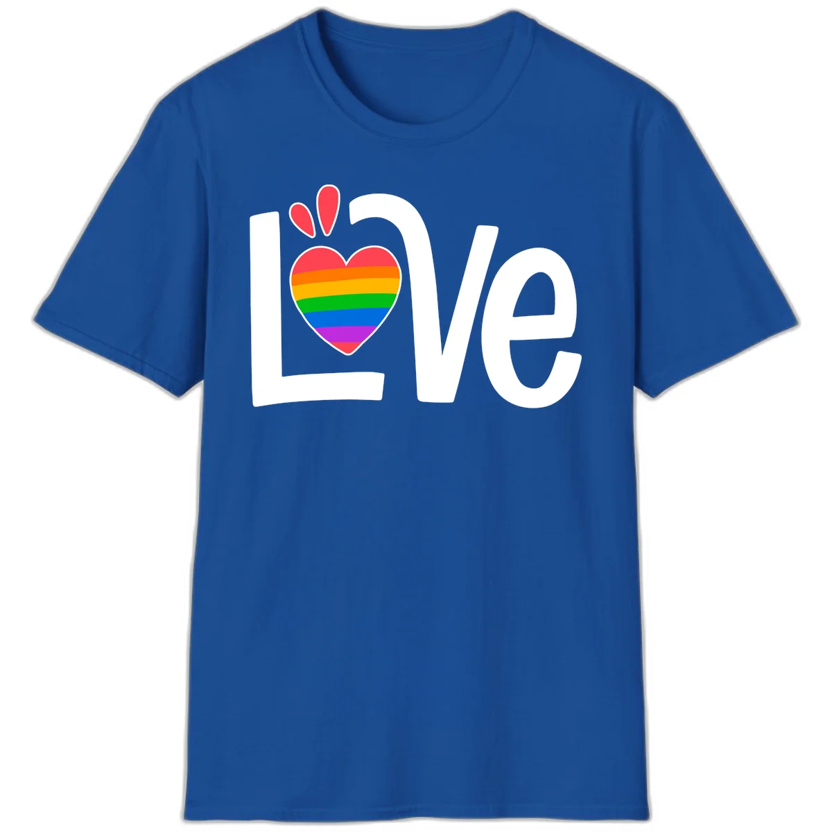 Love pride paw print design with rainbow-striped heart and white lettering on gray background in Royal