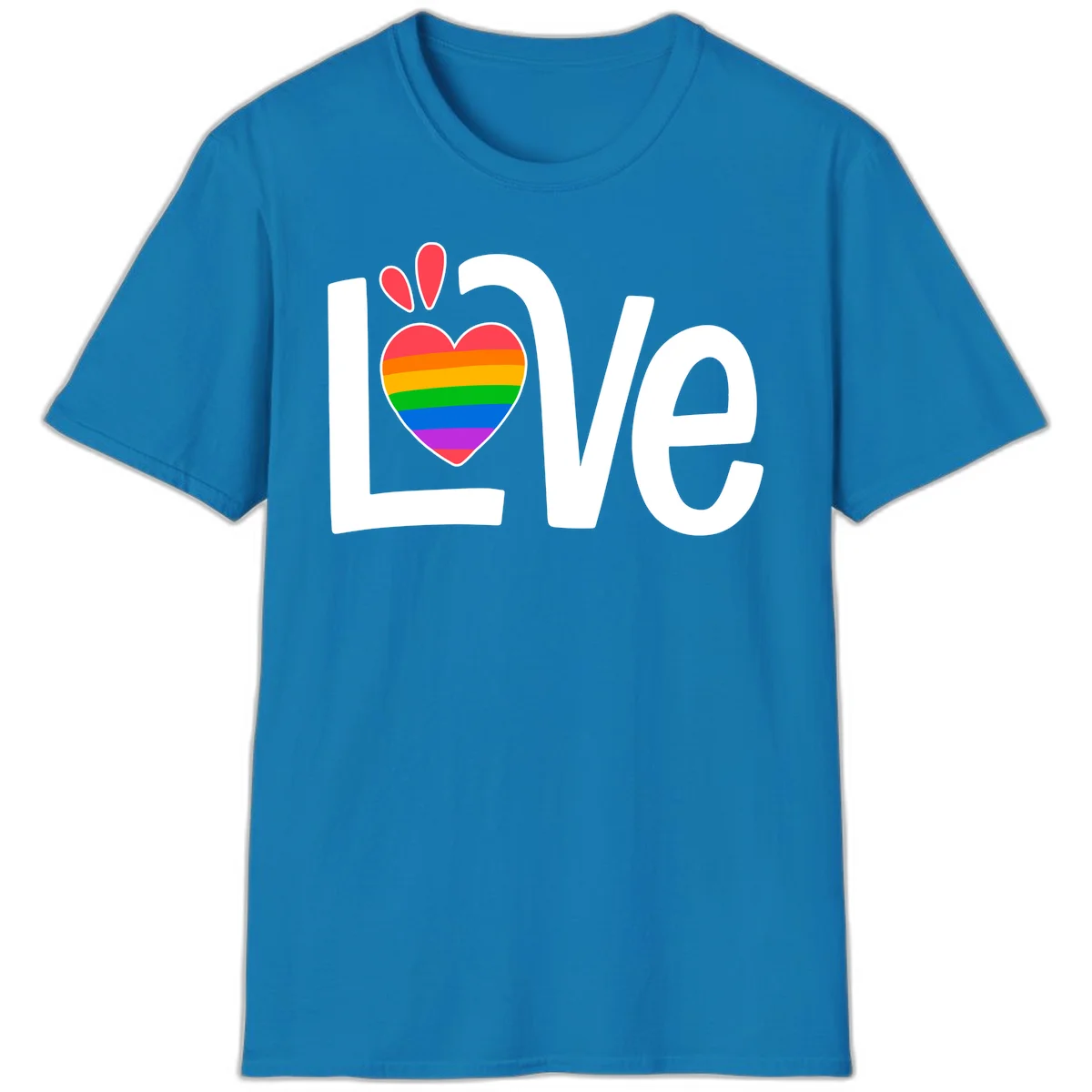 Love pride paw print design with rainbow-striped heart and white lettering on gray background in Sapphire