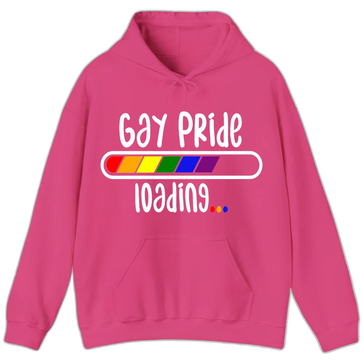 Gay pride loading bar design with rainbow progress indicator and loading text on gray background in Heliconia