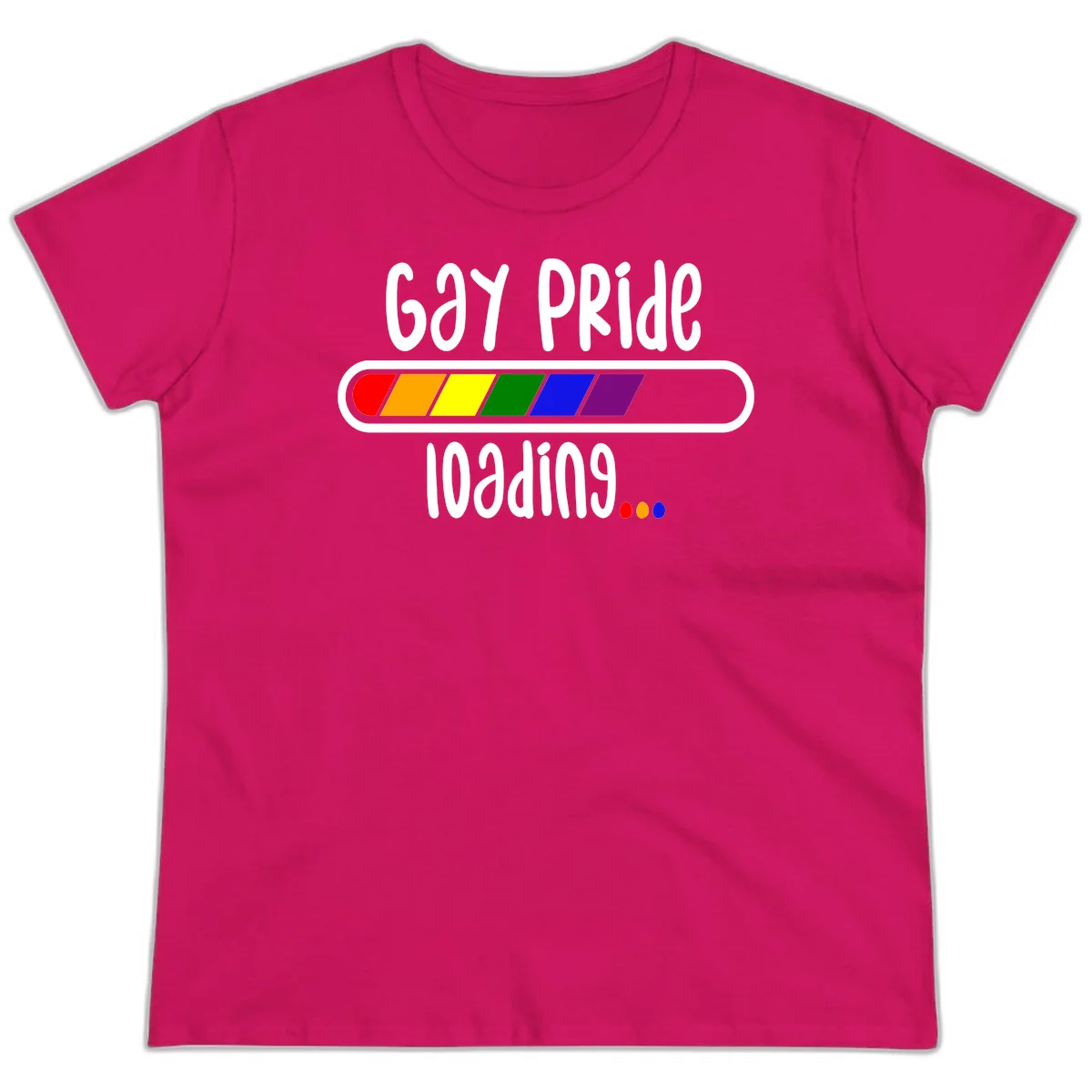 Gay pride loading bar design with rainbow progress indicator and loading text on gray background in Heliconia