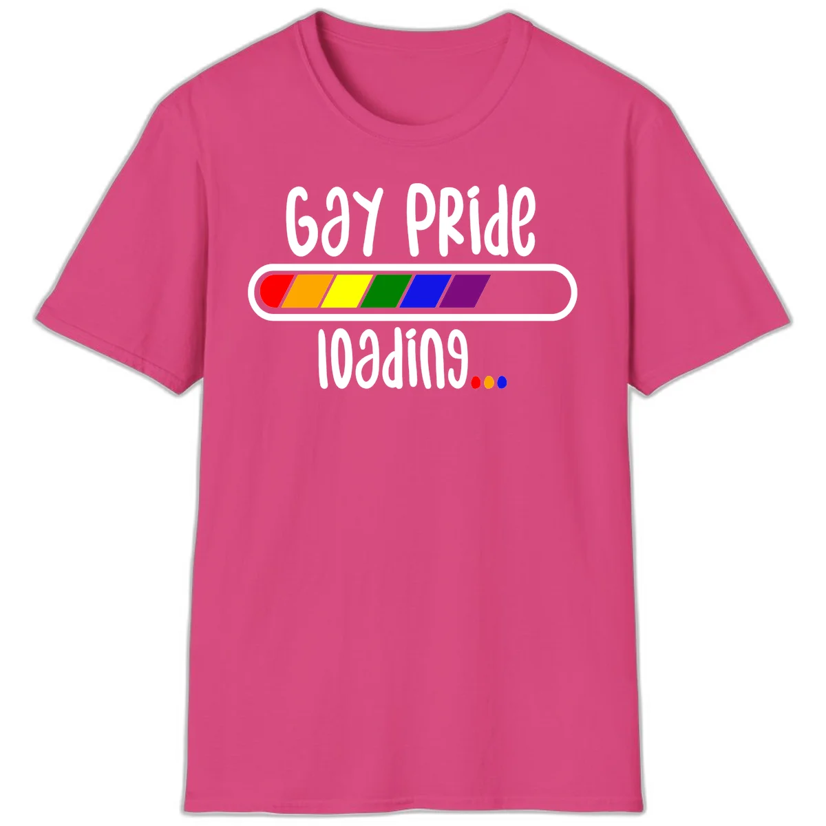 Gay pride loading bar design with rainbow progress indicator and loading text on gray background in Heliconia