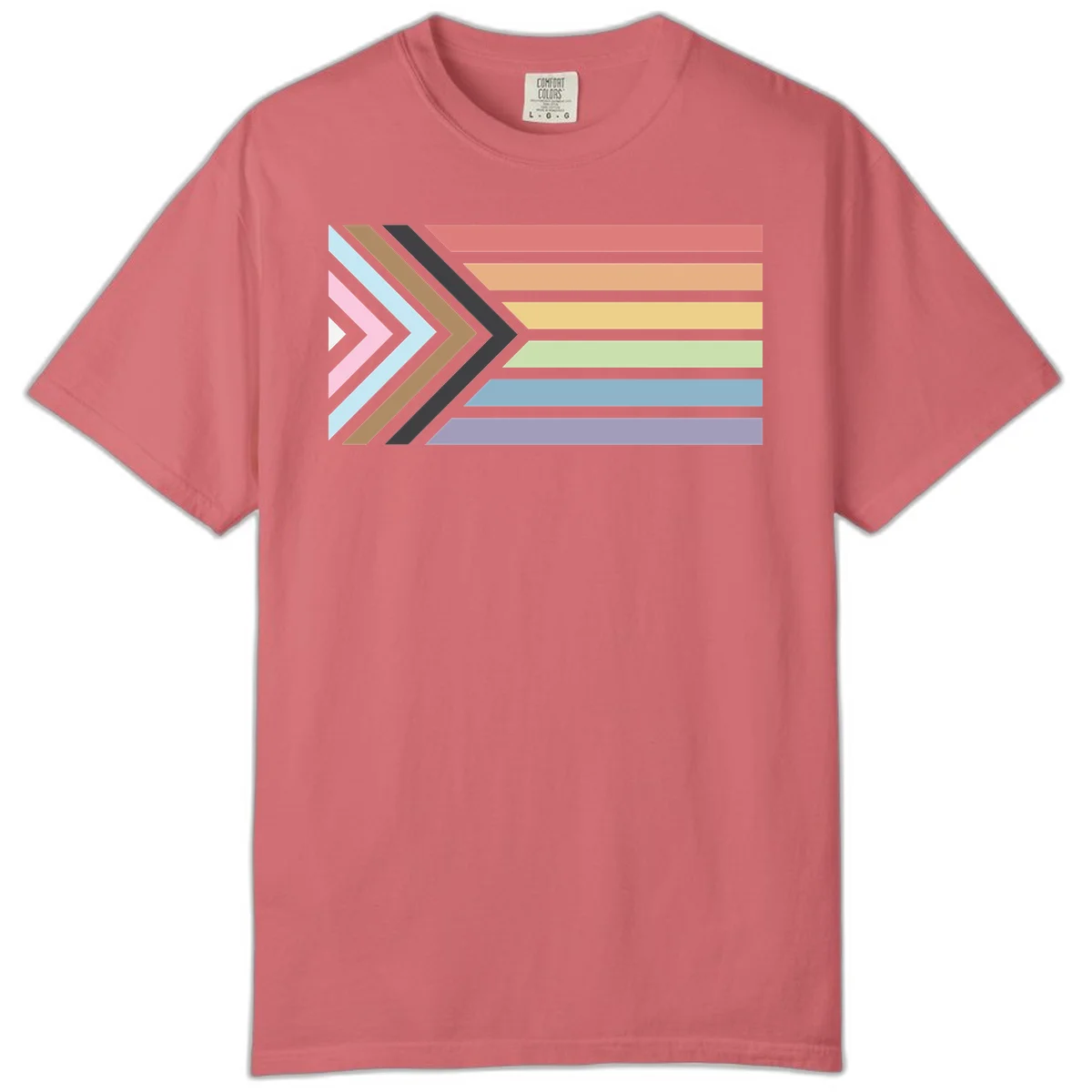 Progress pride arrows design with chevron shapes and rainbow flag stripes representing LGBTQ equality and forward momentum in Watermelon