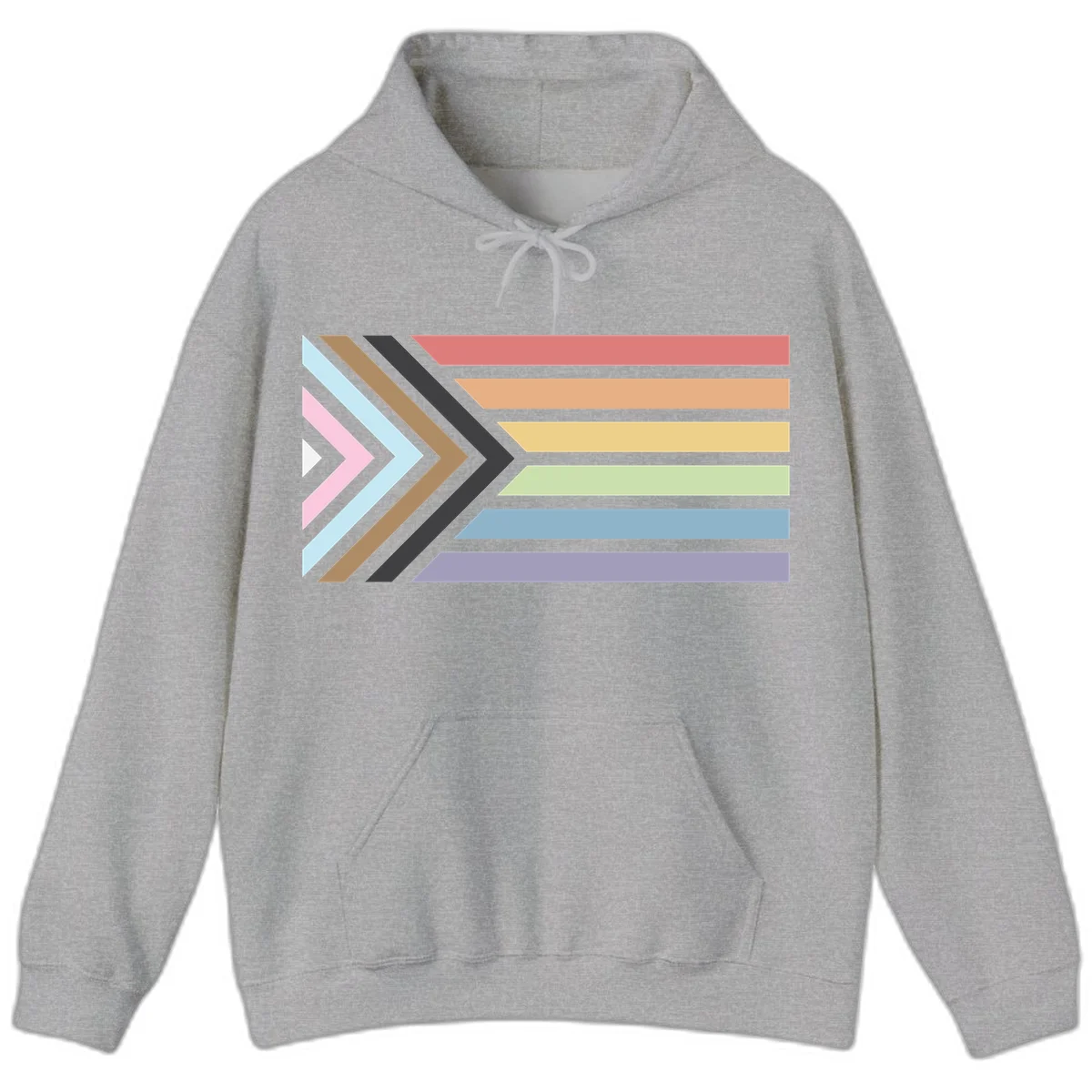 Progress pride arrows design with chevron shapes and rainbow flag stripes representing LGBTQ equality and forward momentum in Sport Grey