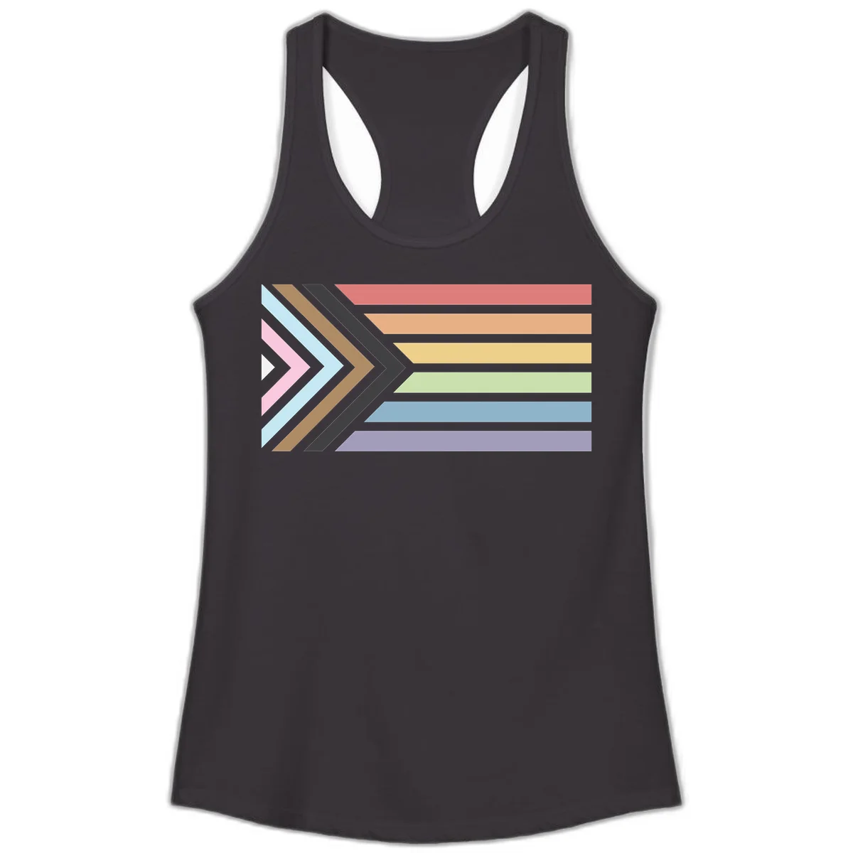 Progress pride arrows design with chevron shapes and rainbow flag stripes representing LGBTQ equality and forward momentum in Black