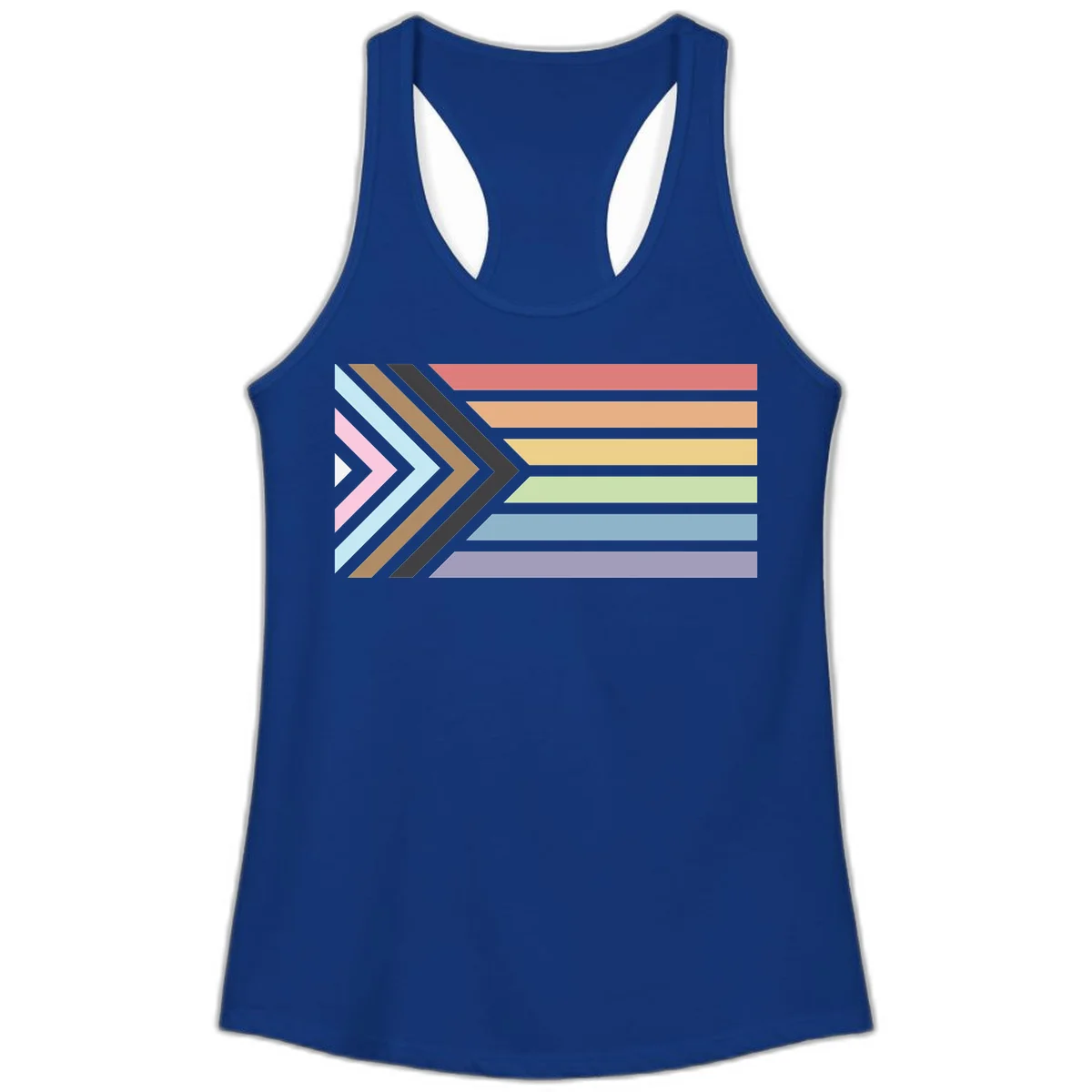 Progress pride arrows design with chevron shapes and rainbow flag stripes representing LGBTQ equality and forward momentum in Solid Royal