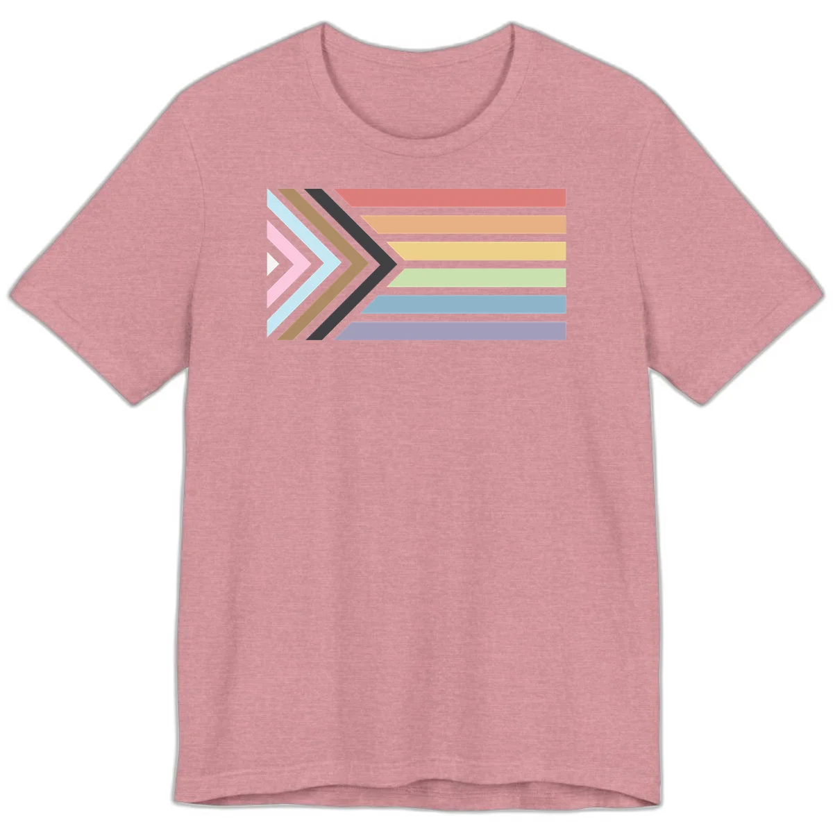 Progress pride arrows design with chevron shapes and rainbow flag stripes representing LGBTQ equality and forward momentum in Heather Orchid