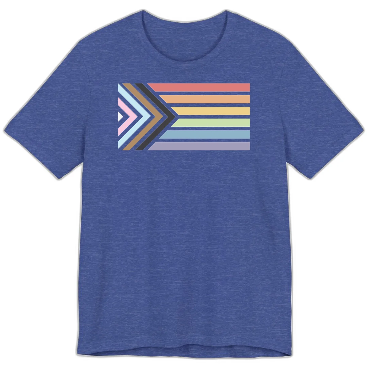 Progress pride arrows design with chevron shapes and rainbow flag stripes representing LGBTQ equality and forward momentum in Heather True Royal