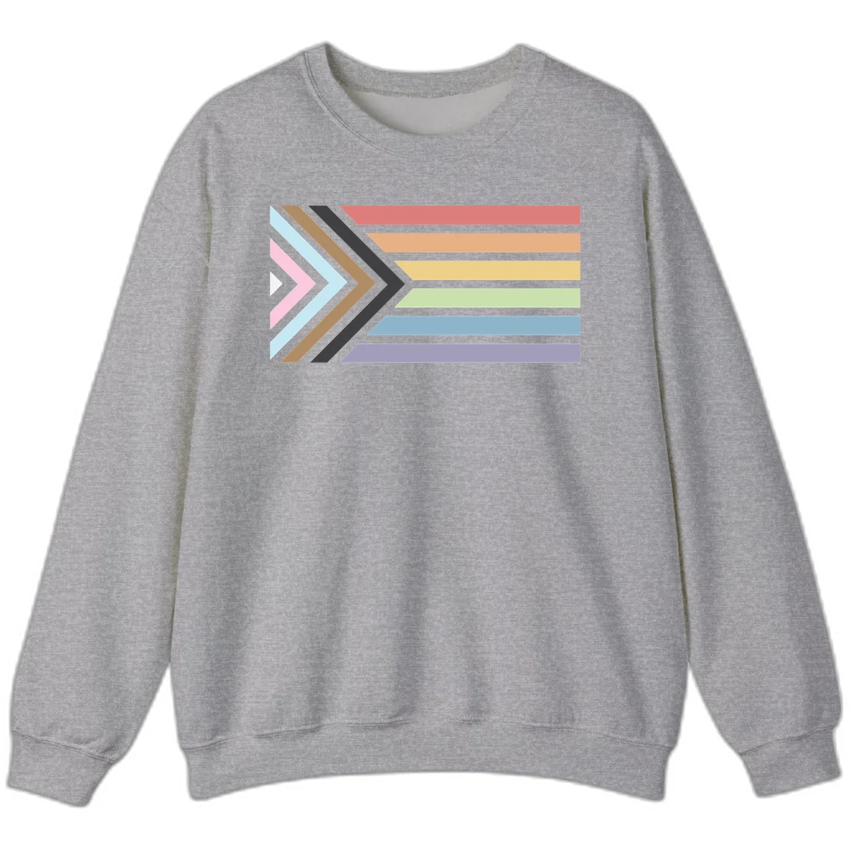 Progress pride arrows design with chevron shapes and rainbow flag stripes representing LGBTQ equality and forward momentum in Sport Grey