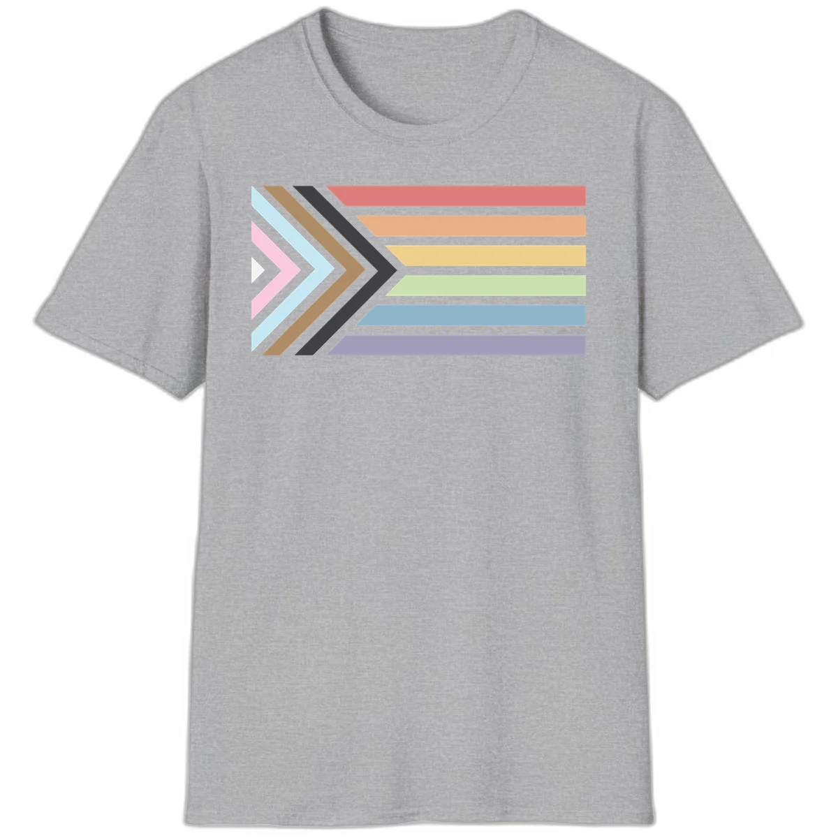 Progress pride arrows design with chevron shapes and rainbow flag stripes representing LGBTQ equality and forward momentum in Sport Grey