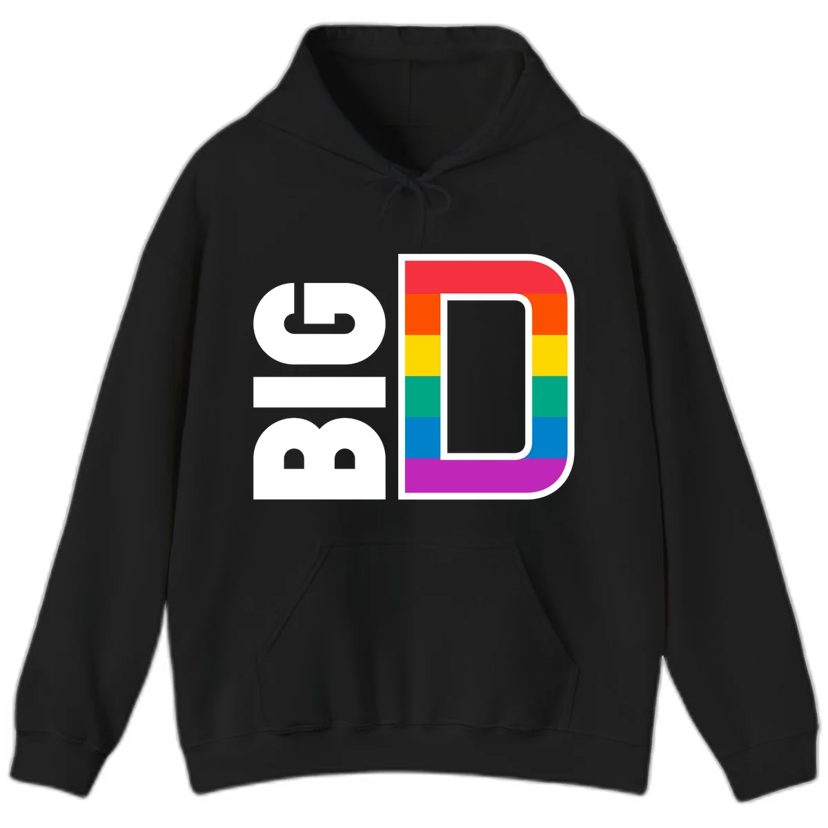 Rainbow pride flag design with rounded rectangle frame featuring red, orange, yellow, green, teal, blue, and purple stripes in Black