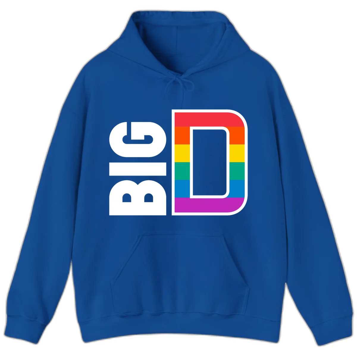 Rainbow pride flag design with rounded rectangle frame featuring red, orange, yellow, green, teal, blue, and purple stripes in Royal